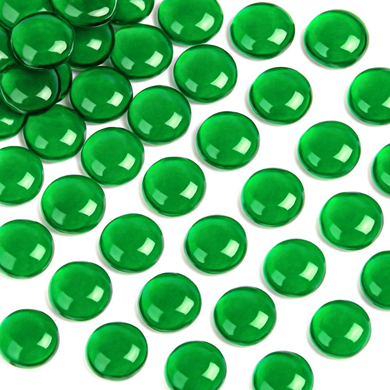 FUTUREPLUSX 1LB Green Flat Glass Marbles, Premium Colored Gems Fish Bowl Marbles Decorative Mosaic Glass Pebbles Floral Smooth Stones for Vases Aquarium Home Decor - Image 1