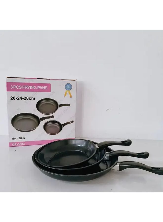 Three Piece Frying Pan Set Compact Nonstick Mini Skillet Scratch Resistant Coating Lightweight Cast Iron - Image 1