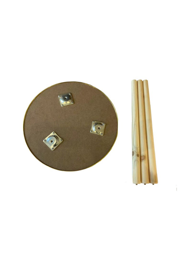 East Lady Round Shape Wooden Table Blue/Gold-40x49cm  - Image 4
