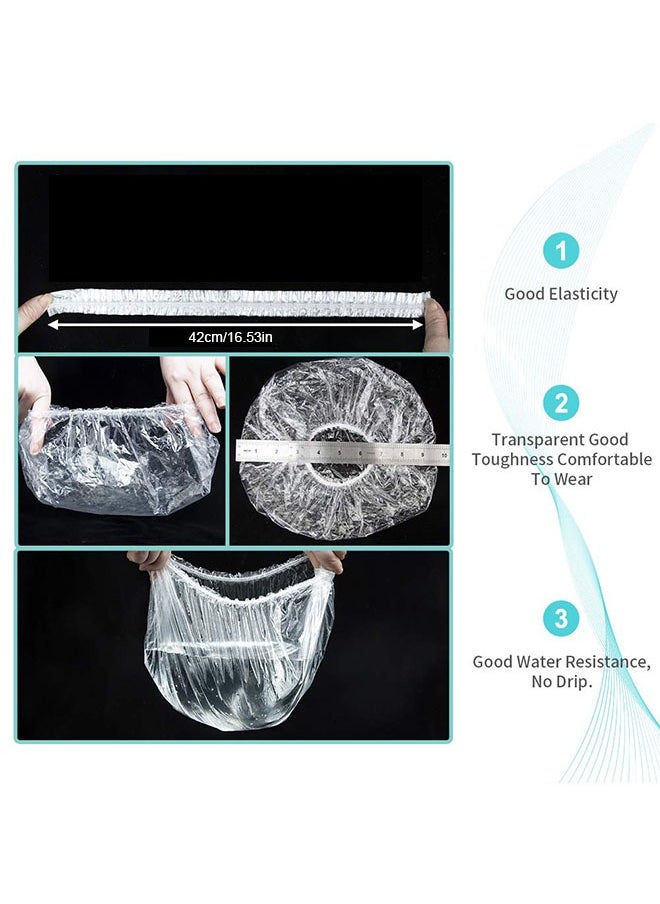 Generic 100 PCS Disposable Shower Caps-Multi-purpose Thickening Elastic Bath Cap Plastic Waterproof Clear Bath Shower Caps,Home Use,Hotel and Hair Salon,Portable Travel  - Image 2