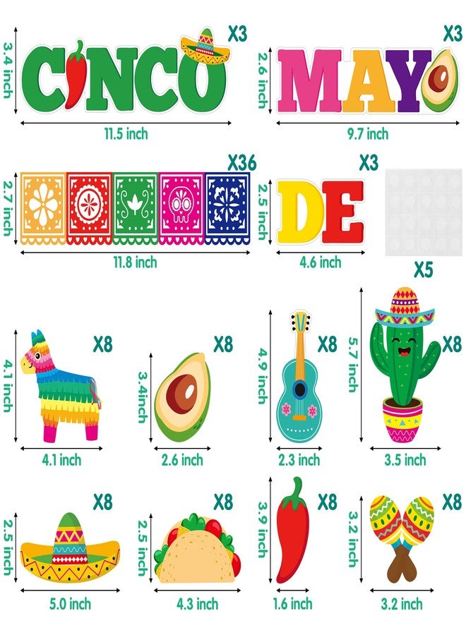 BXawi 82Pcs Cinco De Mayo Bulletin Board Decoration Set Mexican Fiesta Papel Picado Banner Trim Borders Mexico Taco Llama Cactus Cutouts for Classroom Home School Mexican Fiesta Party Decor Supplies - Image 2