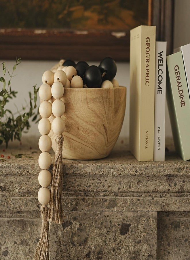 RUIRUICO Extra Large Natural Chunky Wood Bead Garland with 1.37" Diameter Beads, 67" Long Wooden Farmhouse Beads, Decorative Wooden Beads for Boho, Farmhouse Decor - Image 4