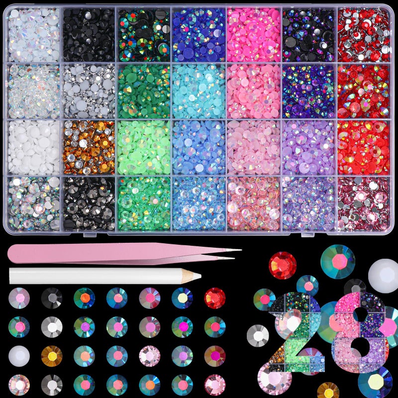 AnoleAir 22300Pcs Color Rhinestones for Bedazzling 36 mm Jelly Bedazzling Resin Gems White Pink Purple Black Gold Tan Red Silver Gems Colored Bedazzling Kit for Crafting Nails Face Makeup Crafts Tumblers - Image 3