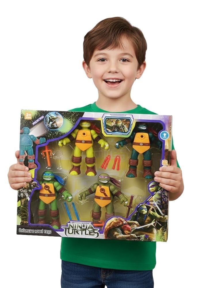 بريميم مجموعة شخصيات سلاحف النينجا - شخصيات نينجا خضراء مع أسلحة وإكسسوارات، لعبة مغامرات للأطفال - Image 2