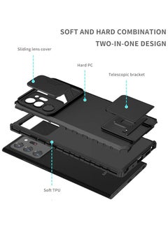 Generic Armor Silicone TPU Bumper Tough PC Case for Samsung Note 20 Ultra with Slide Camera Cover, with Kickstand, Shockproof Protective Cell Phone Case  - Image 2