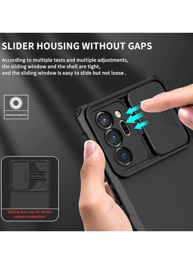Armor Silicone TPU Bumper Tough PC Case for Samsung Note 20 Ultra with Slide Camera Cover, with Kickstand, Shockproof Protective Cell Phone Case  - Image 3