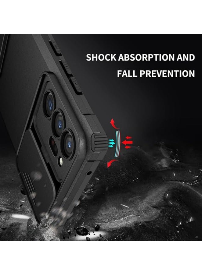 Armor Silicone TPU Bumper Tough PC Case for Samsung Note 20 Ultra with Slide Camera Cover, with Kickstand, Shockproof Protective Cell Phone Case  - Image 4