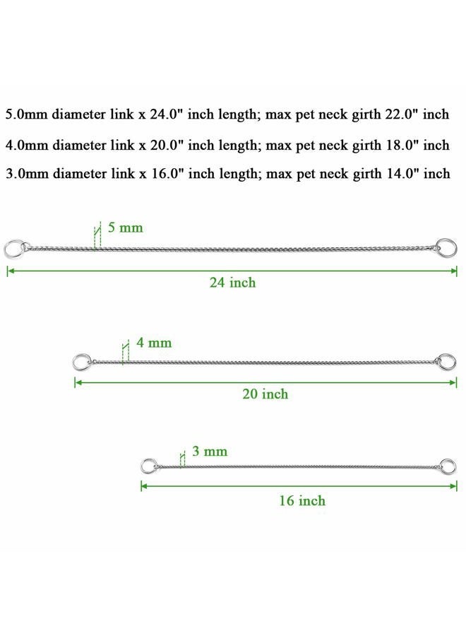 Mogoko Stainless Steel Dog Choke Chain Collar, Puppy Metal Snake Chain Pet Show Slip Collar Choker for Training Walking (Silver;16.0"*3.0mm) - Image 4