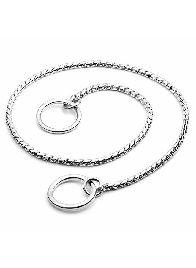 Mogoko Stainless Steel Dog Choke Chain Collar, Puppy Metal Snake Chain Pet Show Slip Collar Choker for Training Walking (Silver;16.0"*3.0mm) - Image 2