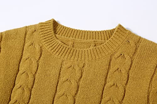 CHARTOU Women's Winter Chunky Cable Knit Long Skirt 2 Piece Outfit Sweater Sets (Large, Mustard) - Image 4