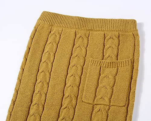 CHARTOU Women's Winter Chunky Cable Knit Long Skirt 2 Piece Outfit Sweater Sets (Large, Mustard) - Image 5