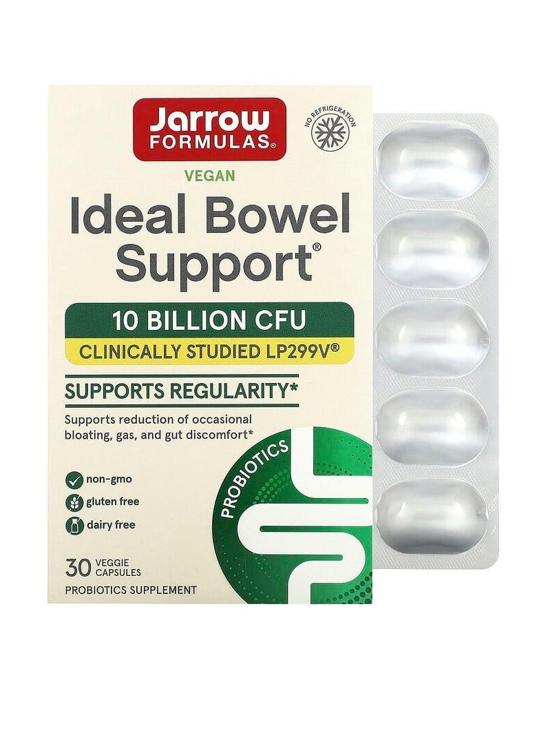 jarrow formulas Vegan Ideal Bowel Support, 10 Billion CFU, 30 Veggie Capsules