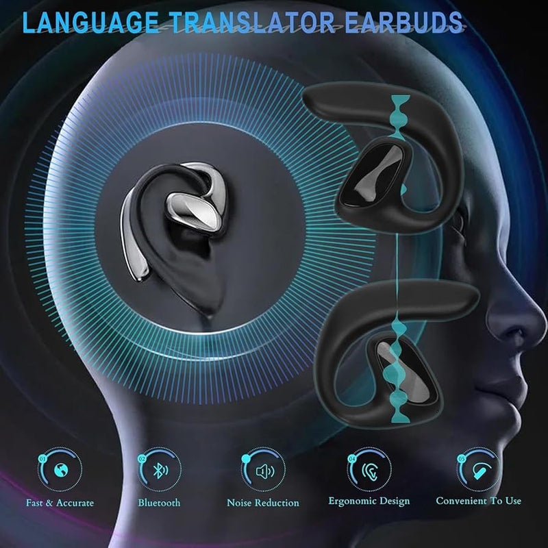 Wireless Bluetooth Earbuds with Translator Function 97 Accuracy Offline Mode 8H Playtime Black - Image 4