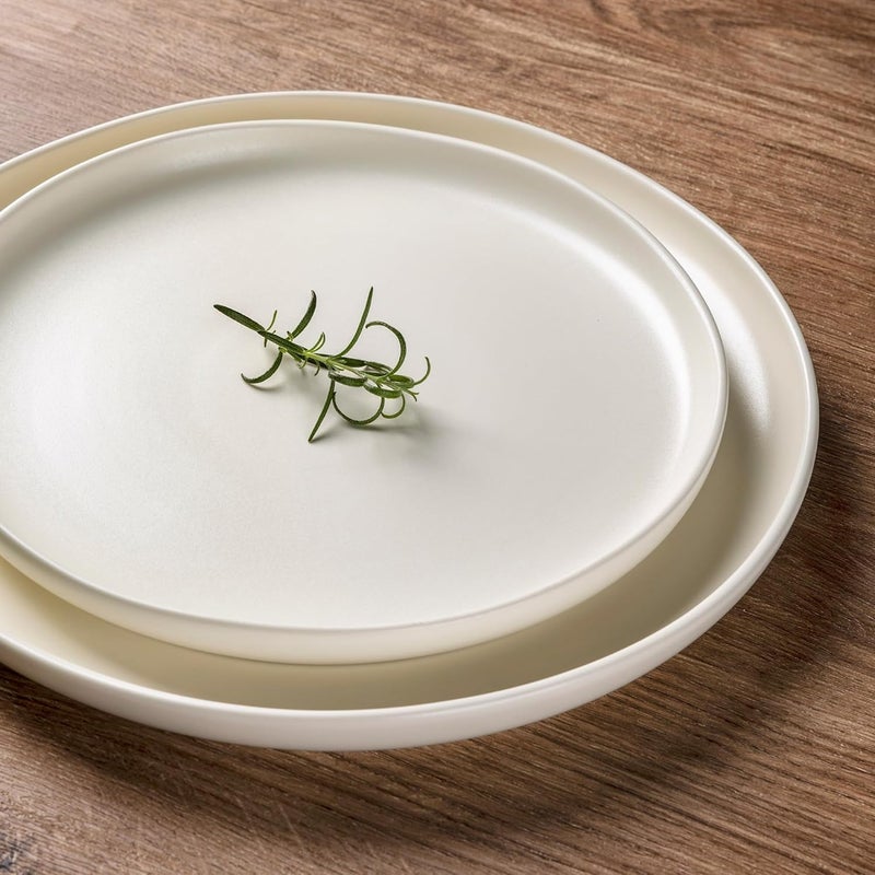 AmorArc أطقم أدوات المائدة من AmorArc من الخزف مع حواف متموجة أطباق وأوعية خزفية مقاومة للتشقق والرقائق آمنة في غسالة الصحون والميكروويف والفرن مجموعة لخدمة 4 أشخاص 12 قطعة - Image 2