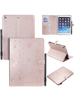 Case Cover For iPad Air 2 / Air / 9.7 2018 & 2017 Cat Bee Embossing Pattern Horizontal Flip Leather Case with Holder & Card Slots & Wallet & Pen Slot & Wake-up / Sleep Function Rose Gold