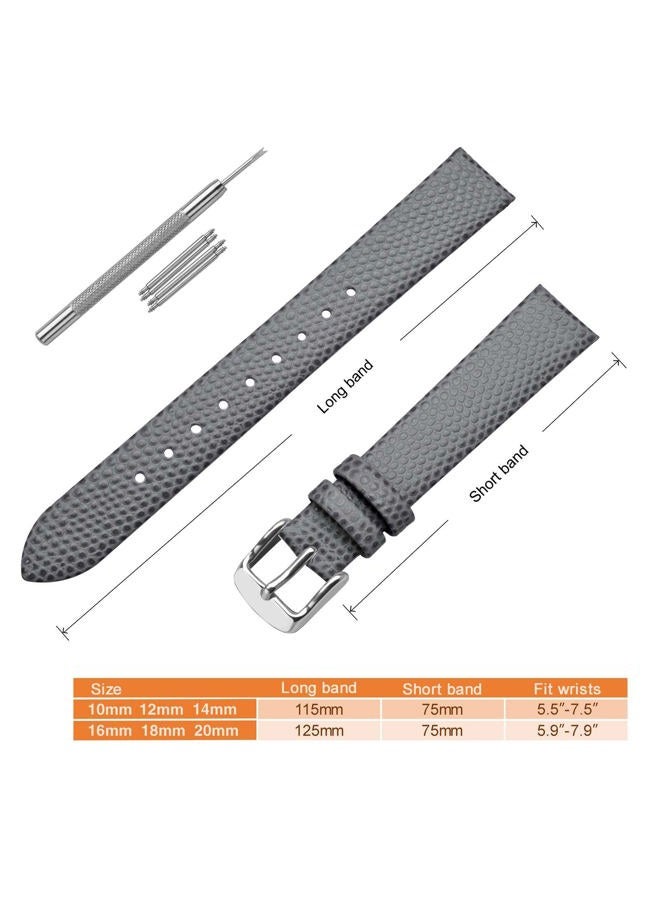 ANNEFIT Women's Leather Watch Band 15mm, Lizard Grain Slim Thin Replacement Strap (Gray) - Image 5