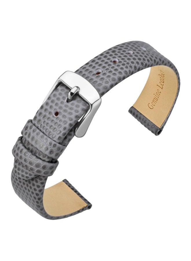 ANNEFIT Women's Leather Watch Band 15mm, Lizard Grain Slim Thin Replacement Strap (Gray) - Image 1