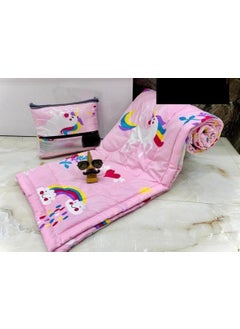 Blackspade BLACK SPADE Cartoon Print Microfiber Kids ComforterAC Comforter Single Bed 60 90 inches Pink Unicorn  - Image 1
