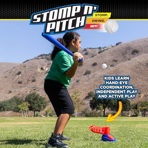 Stomp Rocket Stomp N Pitch Baseball Pitching Machine Kids Easter Basket Stuffers Baseball Training Machines for Boys Girls with Collapsible Bat Launcher 5 Balls Outdoor Sports Gear Toys 6 Year Olds - Image 5