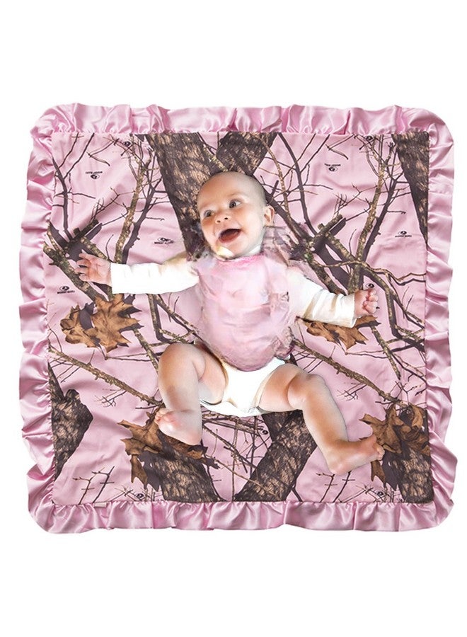 Mossy Oak BU Pink Hunting Camo Baby Blanket, Super Soft Carstens Microfur Back and Satin, Bow, Newborn Pink Camouflage Gift Blanket - Image 5
