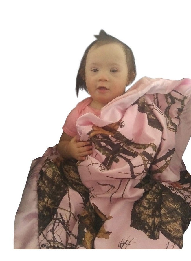 Mossy Oak BU Pink Hunting Camo Baby Blanket, Super Soft Carstens Microfur Back and Satin, Bow, Newborn Pink Camouflage Gift Blanket - Image 4
