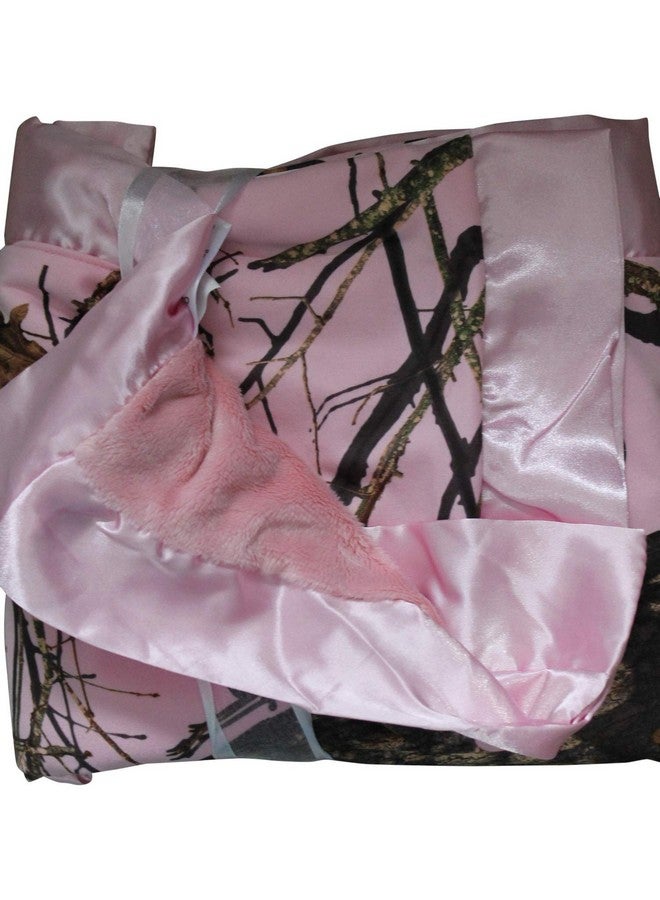 Mossy Oak BU Pink Hunting Camo Baby Blanket, Super Soft Carstens Microfur Back and Satin, Bow, Newborn Pink Camouflage Gift Blanket - Image 3