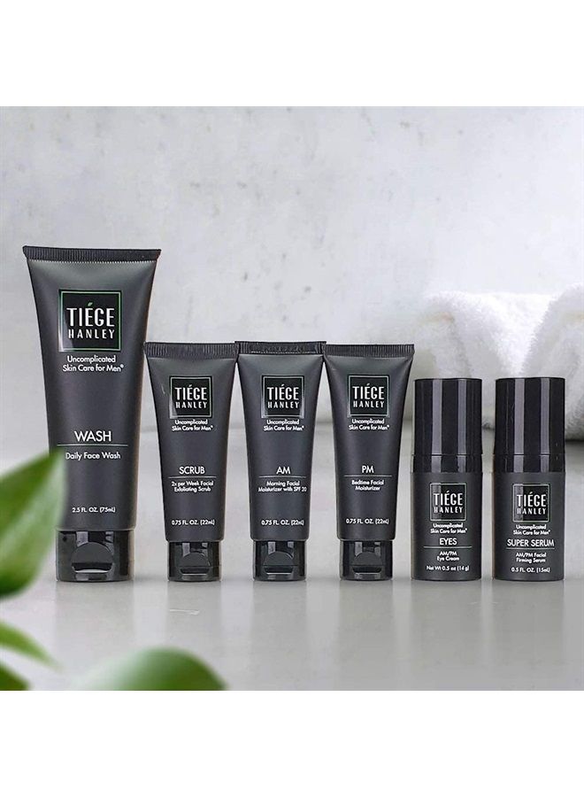 tiege hanley Anti-aging Skin Care Routine for Men with Face Serum| Skin Care System Level 3 | Face Wash, Scrub, Two Moisturizers, Eye Cream and Face Serum | Made in USA | 30 Day Supply