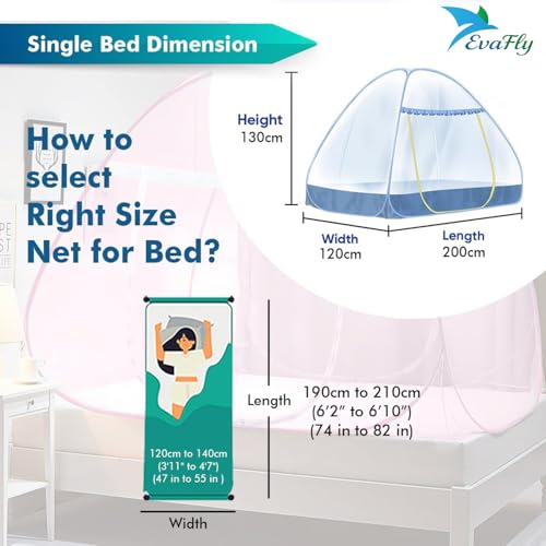 Evafly Mosquito Net for Single Bed | Foldable Machardani | Polyester Strong 30GSM mesh | Corrosion Resistant Steel Wire - Full Pink. - Image 5