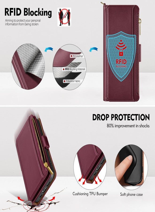 Antsturdy - Compatible with iPhone 15 Plus Wallet Case RFID Blockingã' PU Leather Phone Case Women Men Flip Protective Case Shockproof Running - Image 5