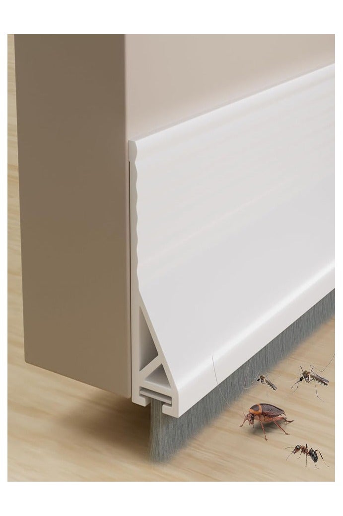 مانع تيار الهواء للباب مع فرشاة، مكنسة باب 39 بوصة لأسفل الباب، شريط لاصق ذاتي اللصق لأسفل الباب، عازل غبار/غبار تحت الباب/عازل للهواء الساخن أو البارد، أبيض - Image 1