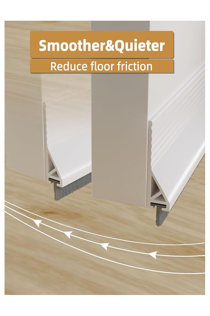 مانع تيار الهواء للباب مع فرشاة، مكنسة باب 39 بوصة لأسفل الباب، شريط لاصق ذاتي اللصق لأسفل الباب، عازل غبار/غبار تحت الباب/عازل للهواء الساخن أو البارد، أبيض - Image 5