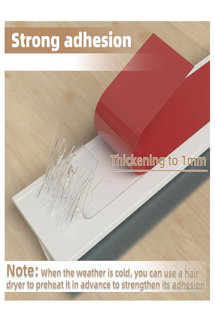 مانع تيار الهواء للباب مع فرشاة، مكنسة باب 39 بوصة لأسفل الباب، شريط لاصق ذاتي اللصق لأسفل الباب، عازل غبار/غبار تحت الباب/عازل للهواء الساخن أو البارد، أبيض - Image 4