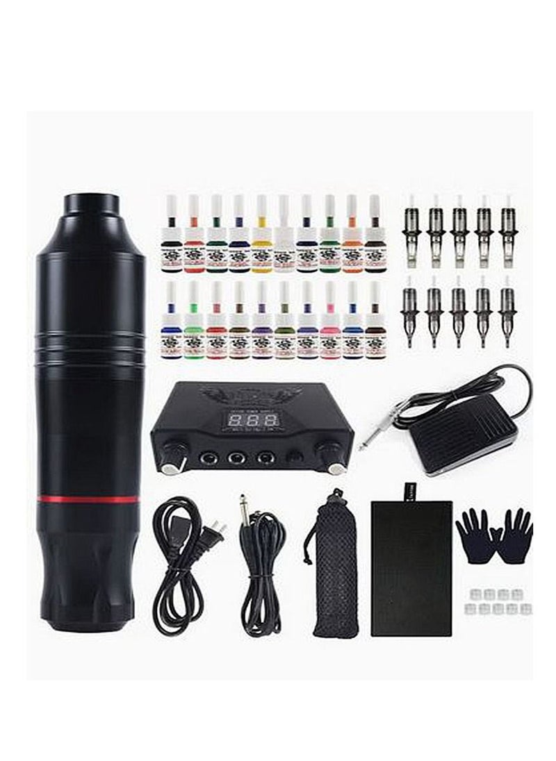 Arabest Rotary Tattoo Machine Set Tattoo Pen Set Complete Tattoo Set for Beginners with Power Supply and Tattoo Case Needle Black  - Image 1