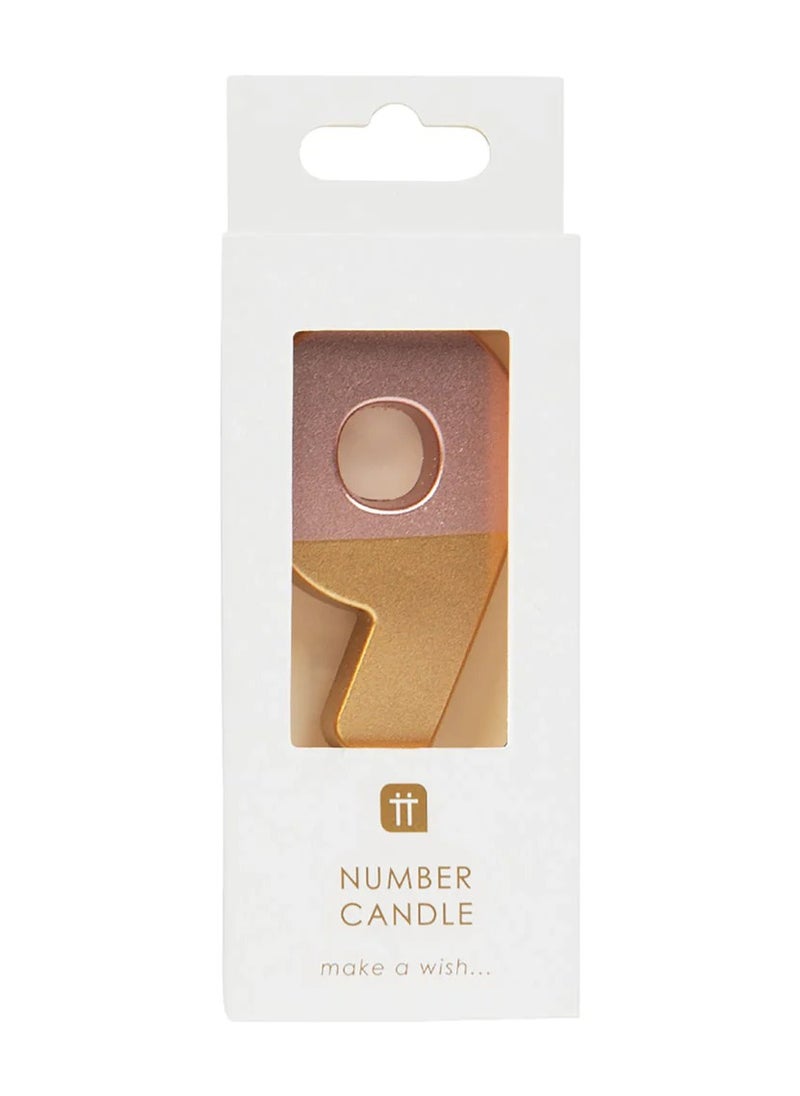 Talking Tables - Talking Tables 9 Number Birthday Candles, Rose Gold Number Candle, Candle for Birthday Cake Topper, Anniversary Cake Number Candle. Candle stick for special occasions such as birthday and Anniversary (9 Number Candle, Rose Gold Dipped ) - Image 1
