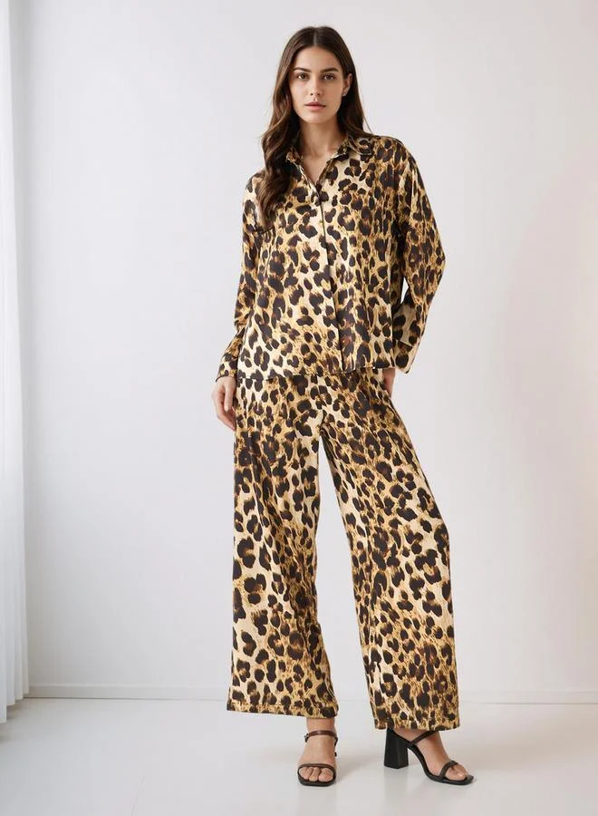 Splash FAV Coord Set with Shirt & Wide Leg Pants