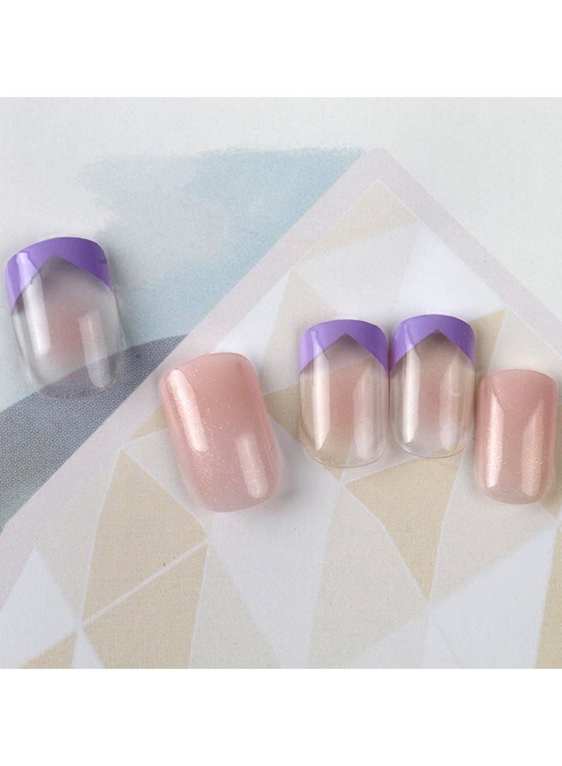 JOYME 24 Pcs Fake Nail Tip Set Nail Stylish Easy to Use Art Design for Salons and DIY with 72 Pcs Nail Adhesive Glue Tapes and Mini Nail File and Manicure Mini Stick for Women - Image 4