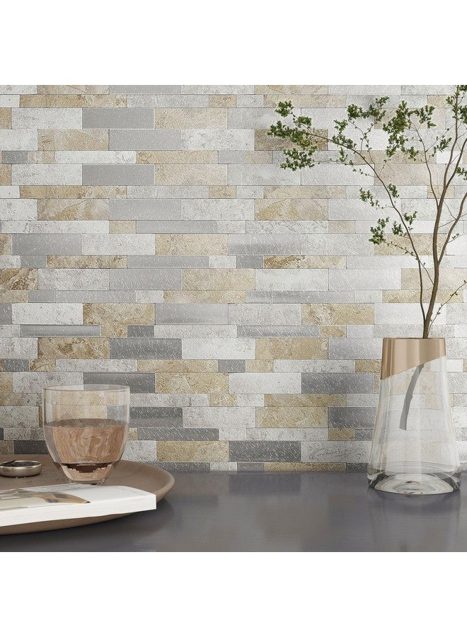 Benice BeNice Peel and Stick Backsplash Tile for Kitchen,Peel and Stick Mosaic Tile Stickers Waterproof Bathroom Tile Peel and Stick Tiles for Walls（Gray Beige 10 Sheets  - Image 1