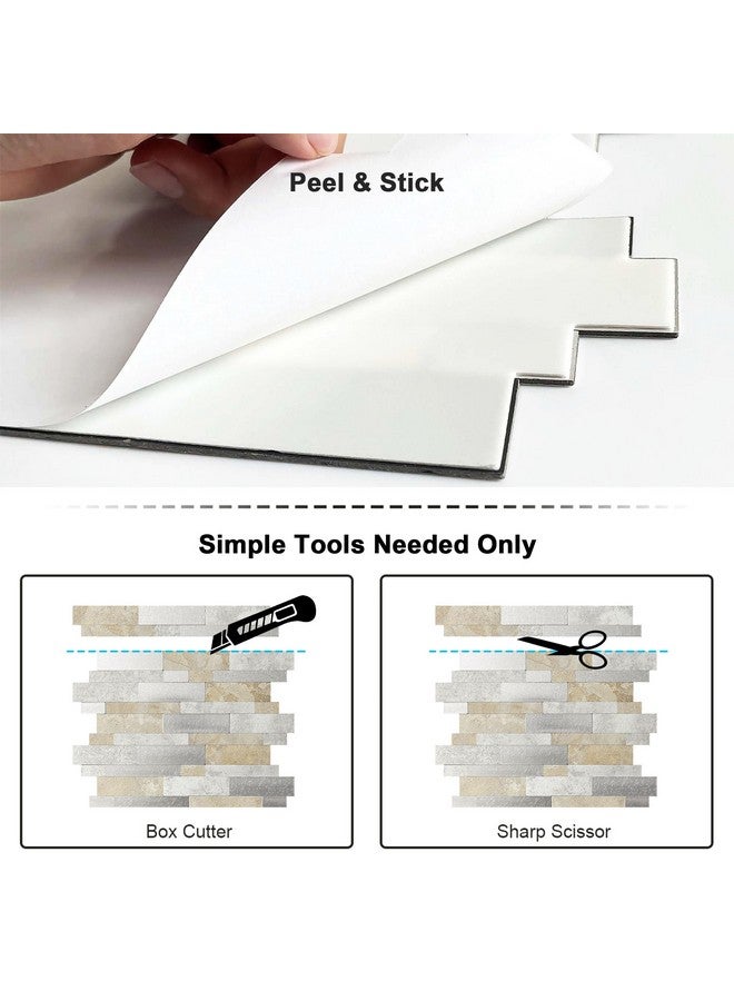 Benice BeNice Peel and Stick Backsplash Tile for Kitchen,Peel and Stick Mosaic Tile Stickers Waterproof Bathroom Tile Peel and Stick Tiles for Walls（Gray Beige 10 Sheets  - Image 5