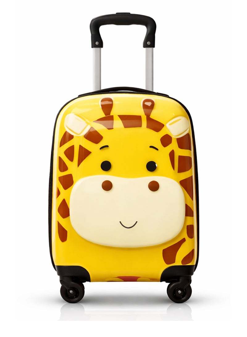 Kairos Giraffe Fun & Travel Yellow Suitcase, Durable, Lightweight, Spacious, Kids Trolly Cabin Bag - Image 1