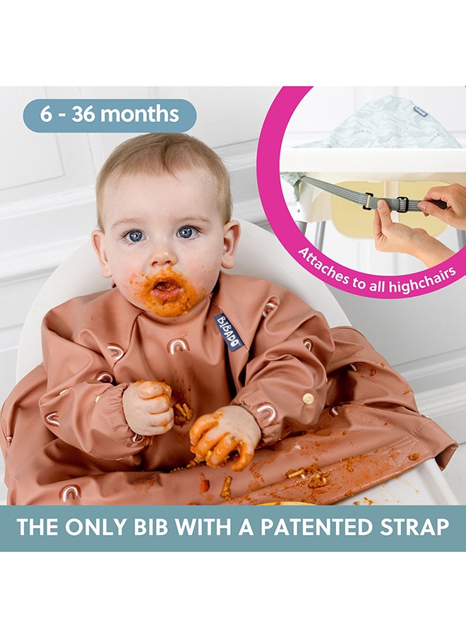 bibado - Long Sleeve Baby Bibs - Babies And Toddlers 6-36 Months - Coverall Baby Weaning Bib - Easy Wipe Clean And Soft Fabric - Attach To Highchair And Tables - Waterproof - Machine Washable - Baby Gifts - Chasing Rainbows - Image 1