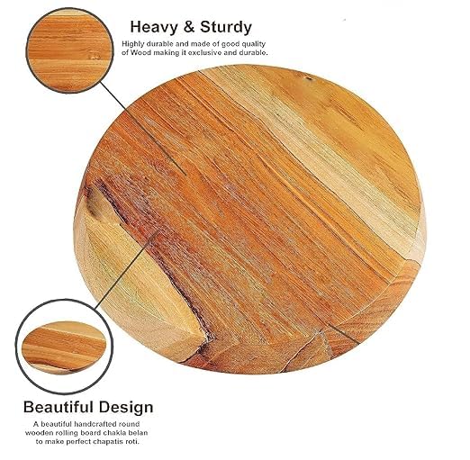 SHOPSIDEX Wooden Chakla Belan sheesham Wood Solid Wood Rolling Pin BoardRoti MakerChakla BelanChapati Makerpapad chakla Belan Set for Kitchen - Image 5