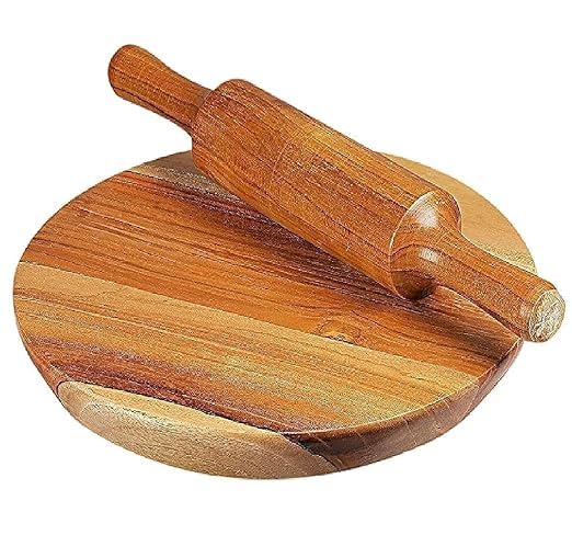 SHOPSIDEX Wooden Chakla Belan sheesham Wood Solid Wood Rolling Pin BoardRoti MakerChakla BelanChapati Makerpapad chakla Belan Set for Kitchen - Image 1
