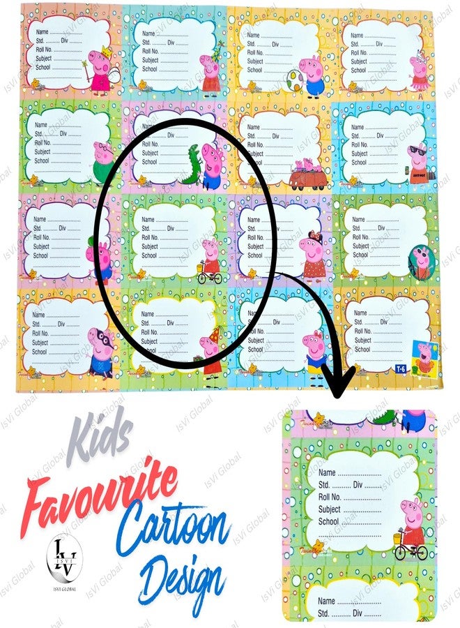 IsVi Name Stickers for Notebooks & Books - Pack of 64 Durable Labels | School Stationery Essentials | Name Slips & Book Labels (Pig Cartoon) - Image 3