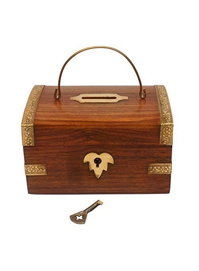 ITOS365 Wooden Money Box with Lock Piggy Bank Coin Box Children Gifts - Image 1