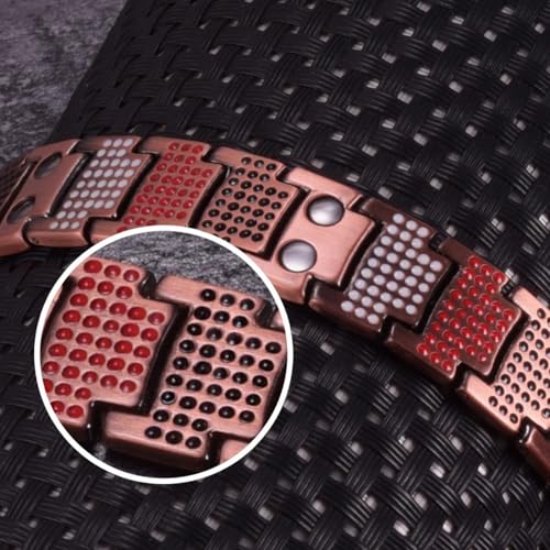 EDMIRIA Men's Magnetic Therapy Bracelet – Pure Copper Link Bracelet with Germanium, FIR, Negative Ions & Magnet – Pain Relief & Wellness Wristband – Adjustable Size (Desgn-1) - Image 5