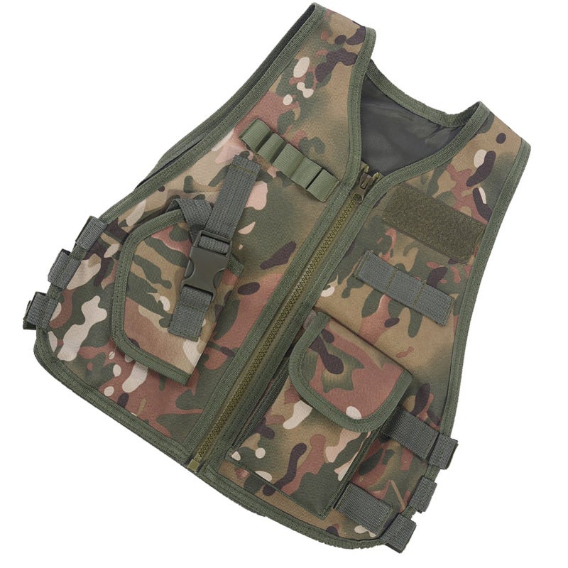 Children Camouflage Vest: CP Camouflage, Wear Resistant & Breathable, Multi Pocket, Adjustable Side Straps - Free Waist Design, Zipper Closure For Kids Outdoor Activities Hunting Games - Image 3