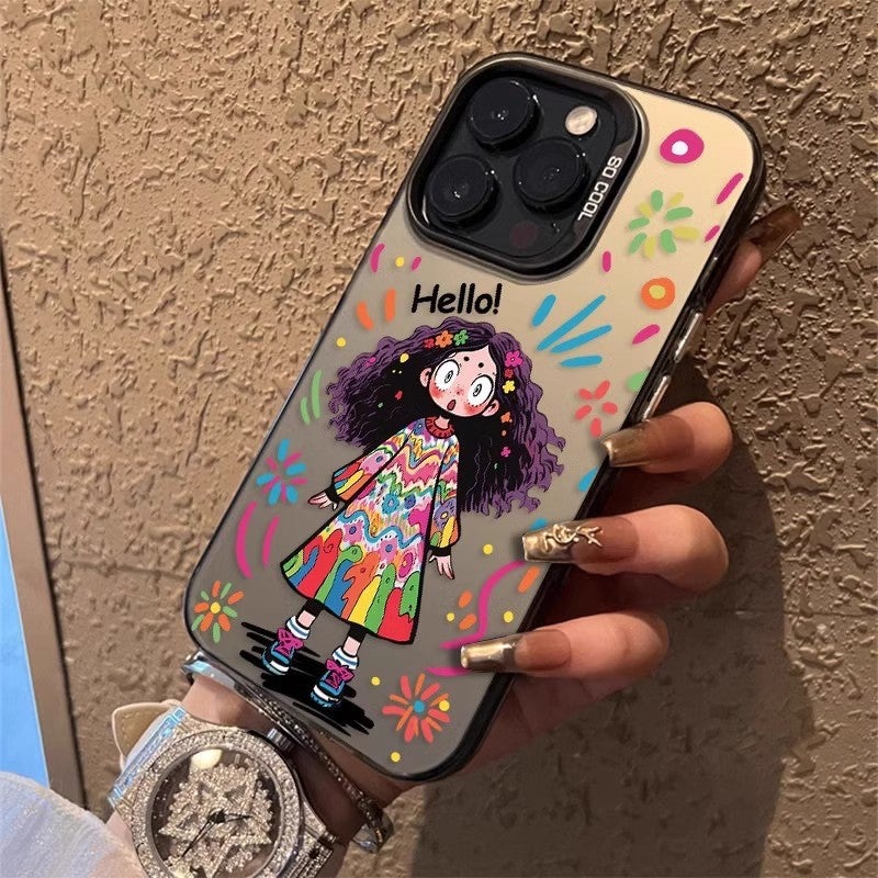 Suitable for Little Girls, Apple 17 Mobile Phone Case 14Promax Protective Cover, Anti-Fall, High-End Feel, Non-Yellowing, Laser Color Silver - Image 5