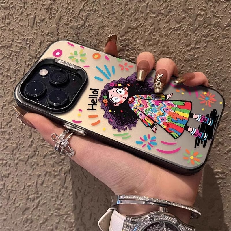 Suitable for Little Girls, Apple 17 Mobile Phone Case 14Promax Protective Cover, Anti-Fall, High-End Feel, Non-Yellowing, Laser Color Silver - Image 4
