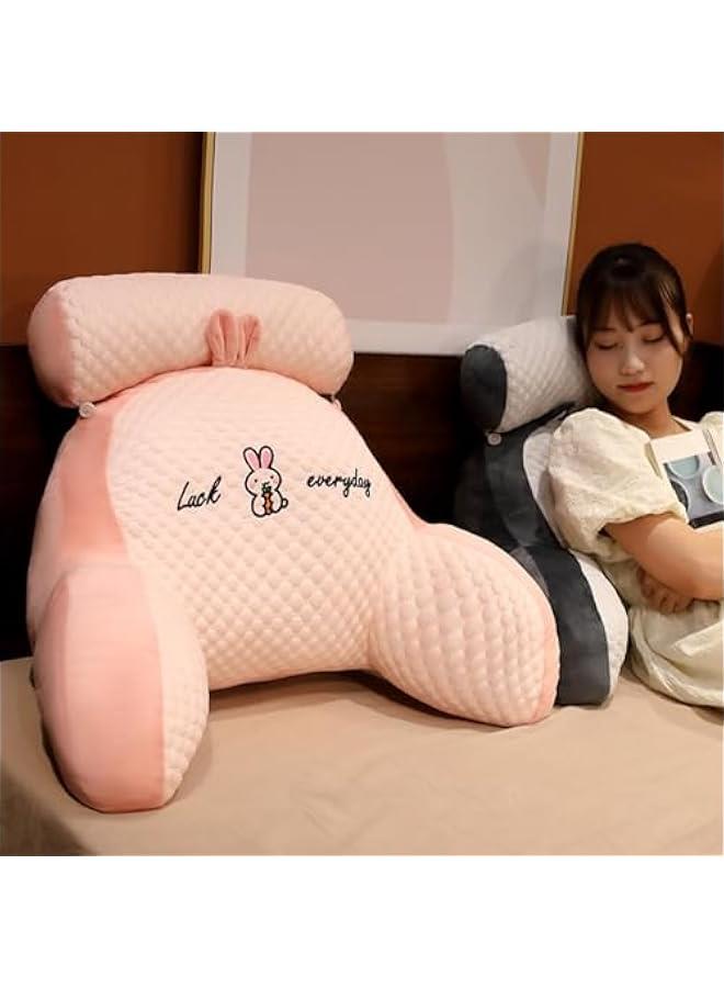 Bed Rest Pillow, Bed Rest Reading Pillow with Arm Support Cartoon Print Detachable Backrest Support Sofa Couch Pillow Cushion (Pink)60*40cm  - Image 2