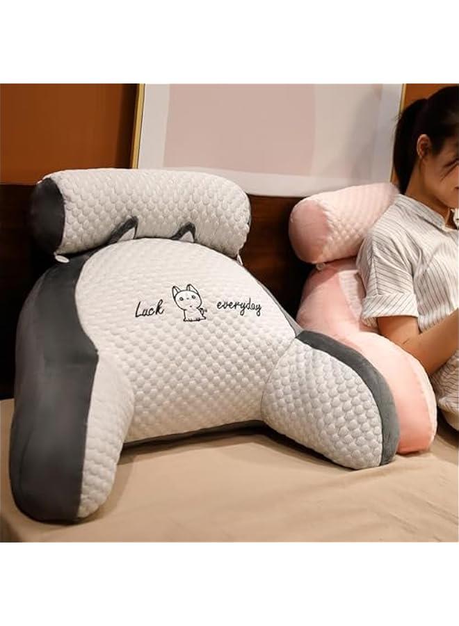Bed Rest Pillow, Bed Rest Reading Pillow with Arm Support Cartoon Print Detachable Backrest Support Sofa Couch Pillow Cushion (Pink)60*40cm  - Image 5